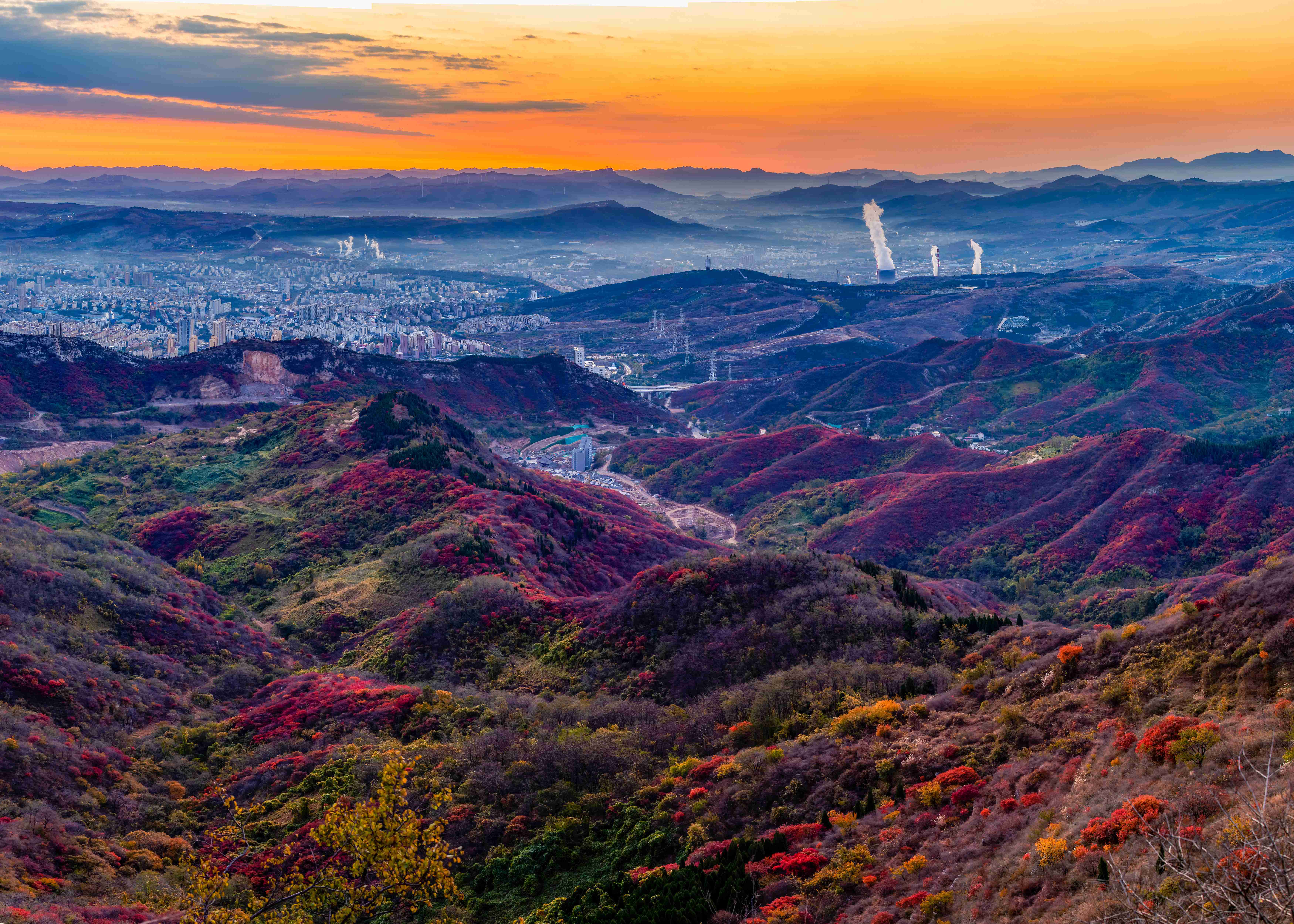 淄川土峪村风景区红叶图片